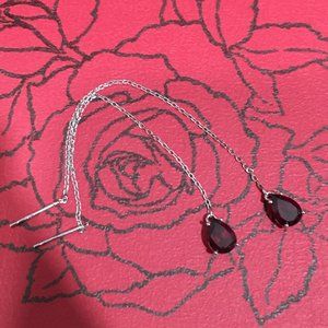 Garnet threader earrings